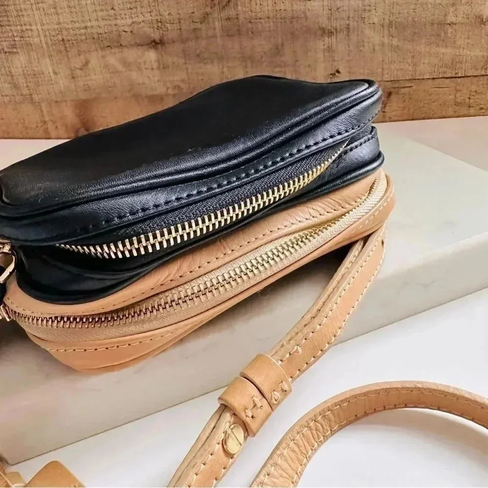 Rovimoss Mini Square Leather Mini Color Block Crossbody Bag